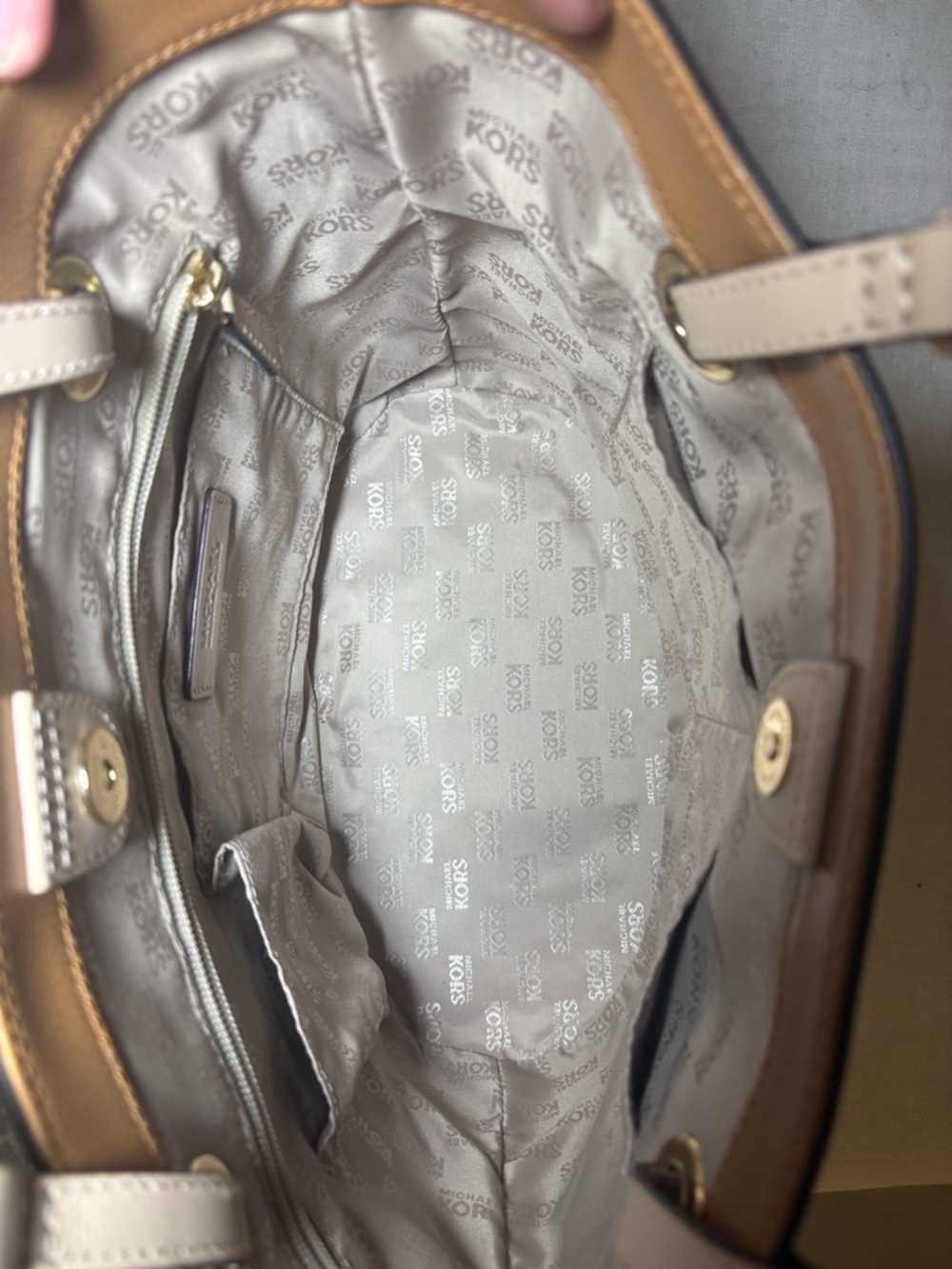 Michael Kors Cognac Leather Tote with Gold Hardware - Picture 7 of 14